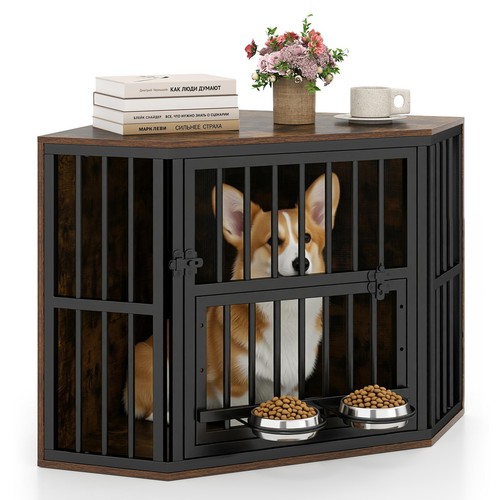 Corner dog crate - crate, furniture