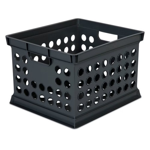 Storage crate black plastic - black,