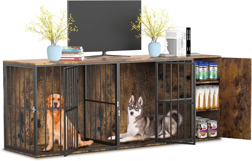 Double wooden dog crate - double,