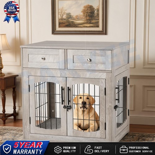 Gray dog crate furniture with - gray,